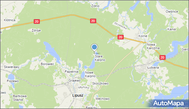 mapa Stare Karpno, Stare Karpno na mapie Targeo